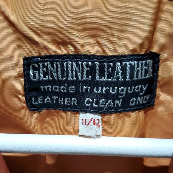 Vintage Brown Rust Leather Jacket Uruguay Retro Hip EUC Chic City Disco Fever - Picture 2 of 14